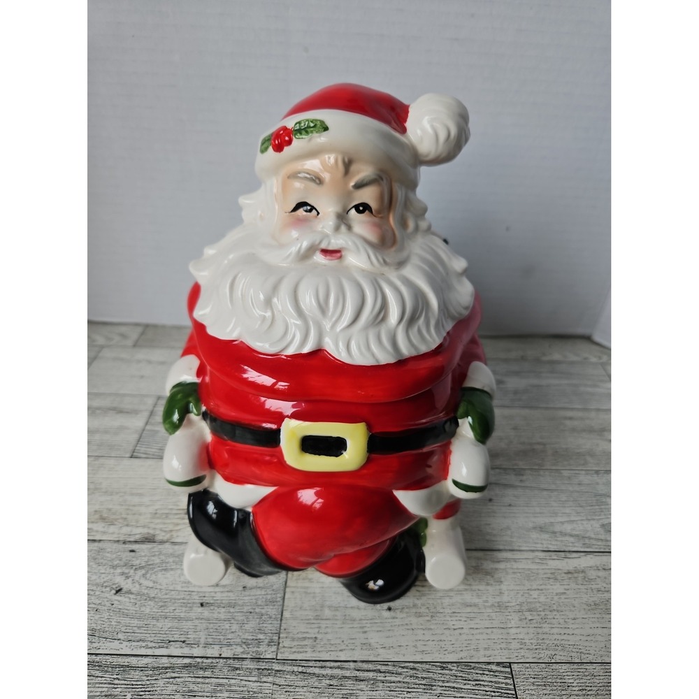 Vintage Lefton Christmas Santa Claus Sitting in Chair Cookie Jar Japan